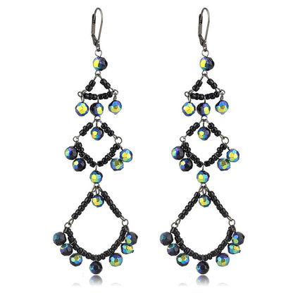 MALO628 - Antique Silver Brass Earrings with Top Grade Crystal  in Multi Color