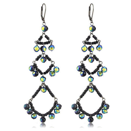MALO628 - Antique Silver Brass Earrings with Top Grade Crystal  in Multi Color