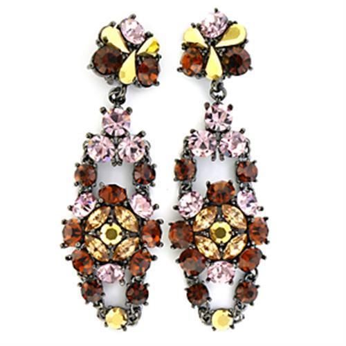 MALO629 - Ruthenium White Metal Earrings with Top Grade Crystal  in Multi Color