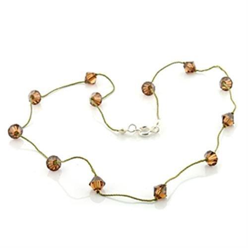 MALO738 -  Brass Necklace with Top Grade Crystal  in Smoky Topaz
