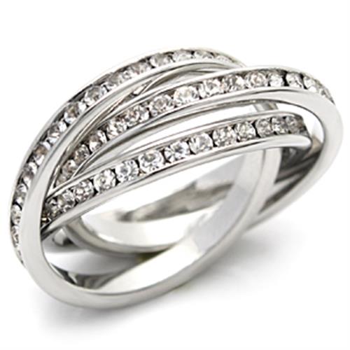 MALO823 - Imitation Rhodium Brass Ring with Top Grade Crystal  in Clear