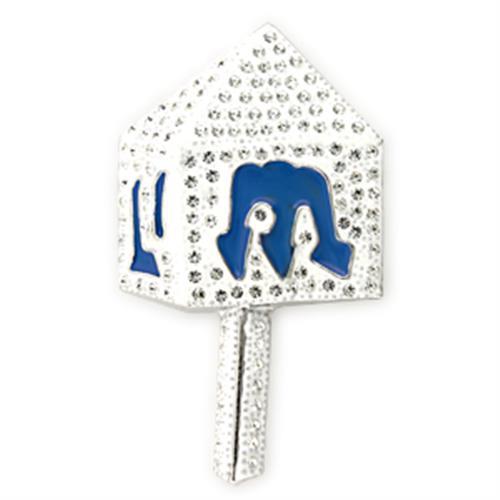 MALO839 - Rhodium White Metal Brooches with Top Grade Crystal  in Clear