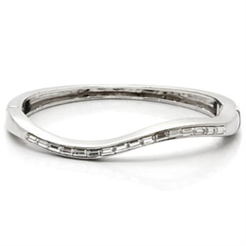 MALO850 - Imitation Rhodium Brass Bangle with Top Grade Crystal  in Clear