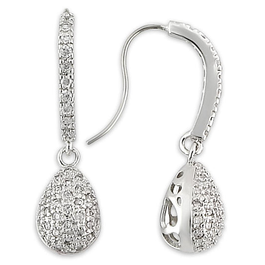 MALO892 - Rhodium Brass Earrings with AAA Grade CZ  in Clear
