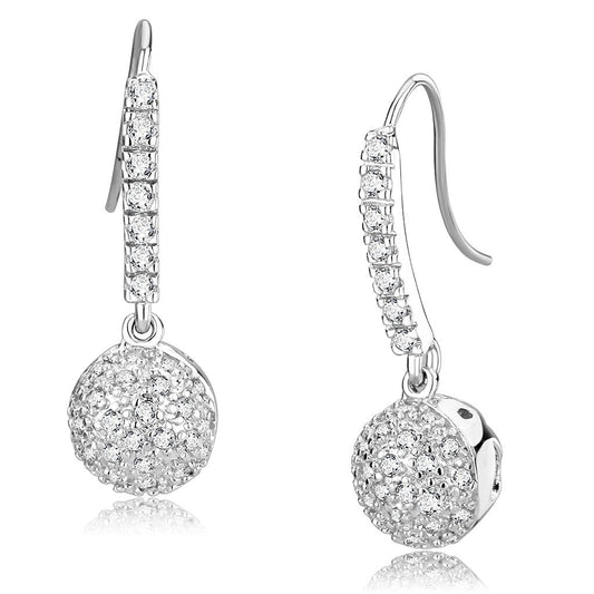 MALO893 - Rhodium Brass Earrings with AAA Grade CZ  in Clear
