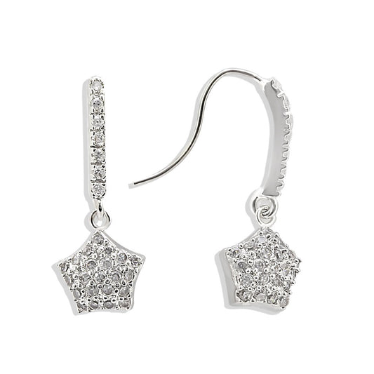 MALO895 Rhodium Brass Earrings with AAA Grade CZ in Clear