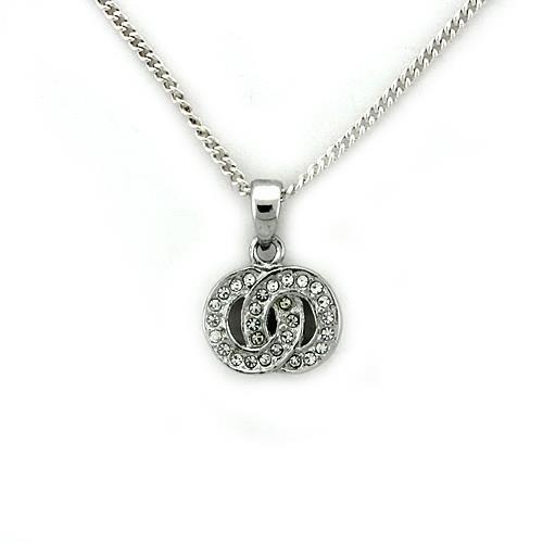 MALOA1163 - Rhodium Brass Chain Pendant with Top Grade Crystal  in Clear