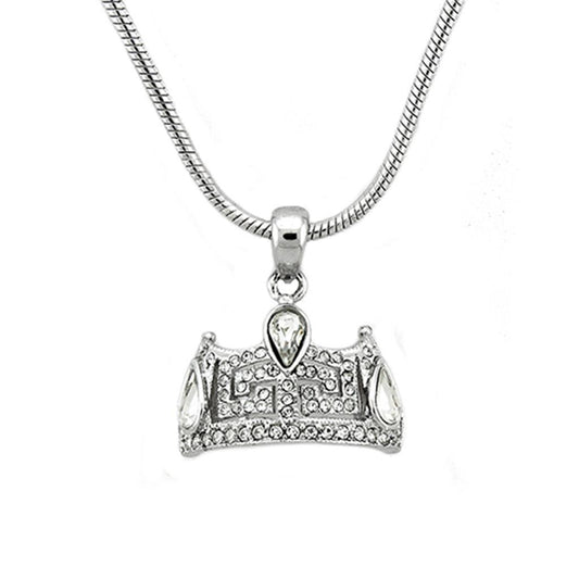 MALOA1353 - Rhodium Brass Chain Pendant with Top Grade Crystal  in Clear