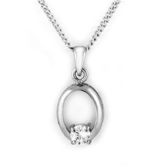 MALOA1360 - Rhodium Brass Chain Pendant with AAA Grade CZ  in Clear