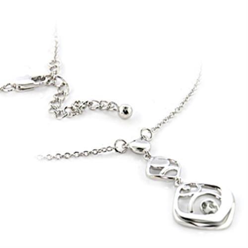 MALOA150 - Rhodium Brass Chain Pendant with No Stone