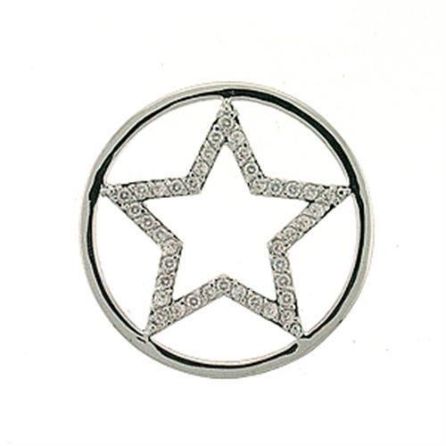 MALOA316 - Rhodium Brass Pendant with AAA Grade CZ  in Clear