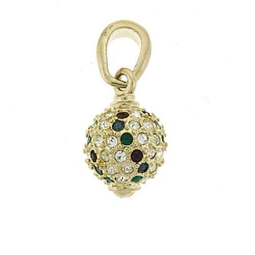 MALOA394 - Gold Brass Pendant with Top Grade Crystal  in Multi Color