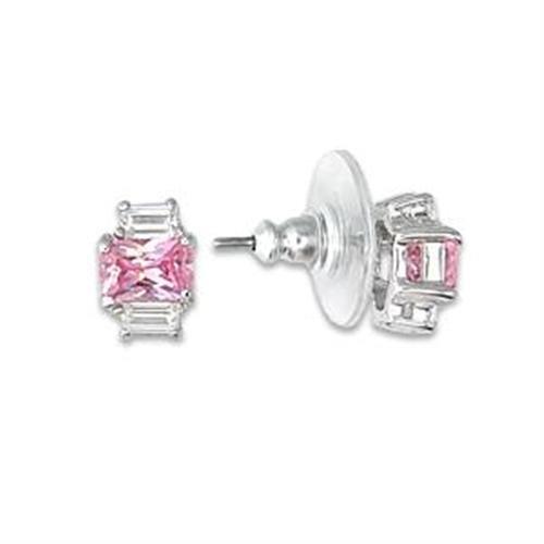MALOA451 - High-Polished 925 Sterling Silver Earrings with AAA Grade CZ  in Rose