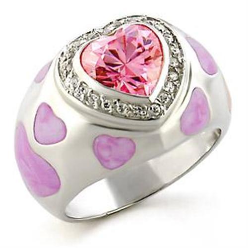 MALOA517 - High-Polished 925 Sterling Silver Ring with AAA Grade CZ  in Rose