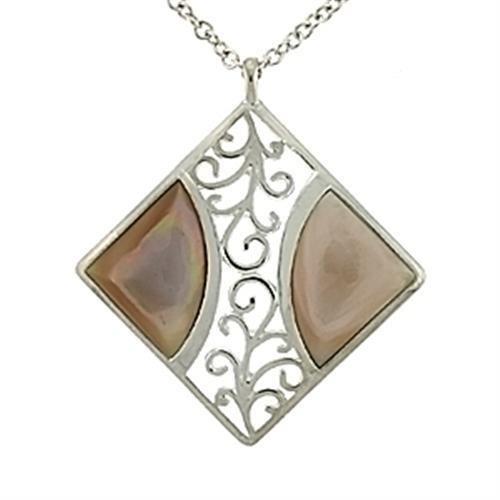 MALOA532 - High-Polished 925 Sterling Silver Chain Pendant with Precious Stone Conch in Rose