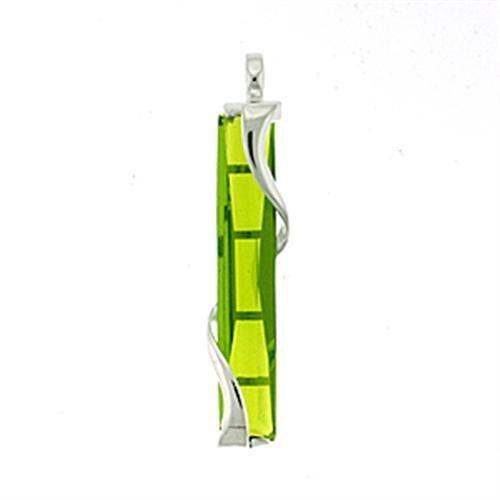 MALOA560 - High-Polished 925 Sterling Silver Pendant with Synthetic Synthetic Glass in Peridot
