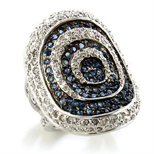MALOA575 - Rhodium + Ruthenium Brass Ring with Synthetic Spinel in Montana