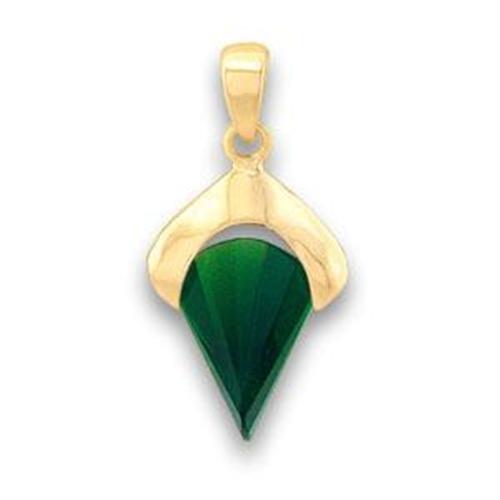 MALOA633 - Gold Brass Pendant with Synthetic Synthetic Glass in Emerald