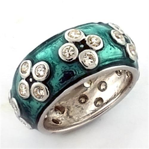 MALOA637 - Rhodium 925 Sterling Silver Ring with AAA Grade CZ  in Clear