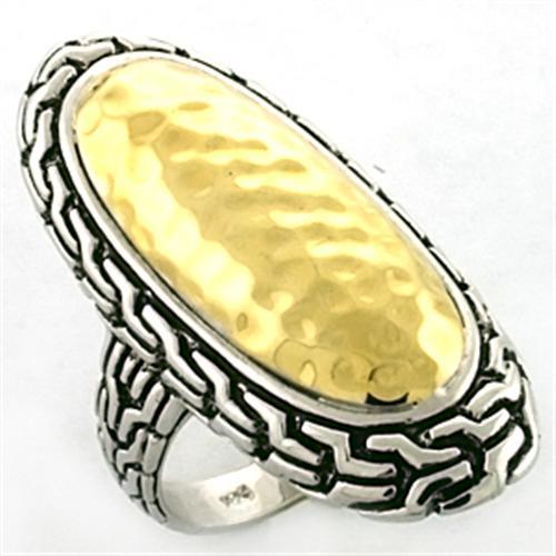 MALOA652 - Gold+Rhodium 925 Sterling Silver Ring with No Stone