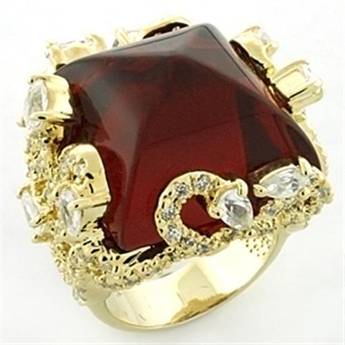 MALOA682 - Gold Brass Ring with Synthetic Synthetic Glass in Siam