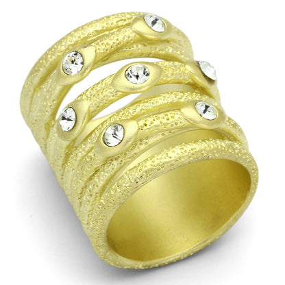 MALOA833 - Matte Gold Brass Ring with Top Grade Crystal  in Clear