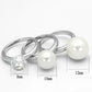 MALOA834 - Rhodium Brass Ring with Synthetic Pearl in White
