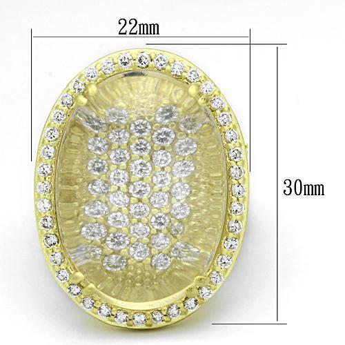 MALOA837 - Matte Gold Brass Ring with Synthetic Synthetic Glass in Clear