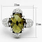 MALOA842 - Rhodium Brass Ring with AAA Grade CZ  in Olivine color