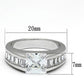 MALOA843 - Rhodium Brass Ring with AAA Grade CZ  in Clear