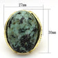 MALOA844 - Gold Brass Ring with Semi-Precious Turquoise in Sea Blue