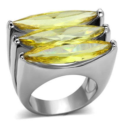 MALOA850 - Rhodium Brass Ring with AAA Grade CZ  in Topaz