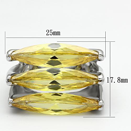 MALOA850 - Rhodium Brass Ring with AAA Grade CZ  in Topaz