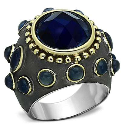 MALOA880 - Reverse Two-Tone Brass Ring with Synthetic Synthetic Glass in Montana