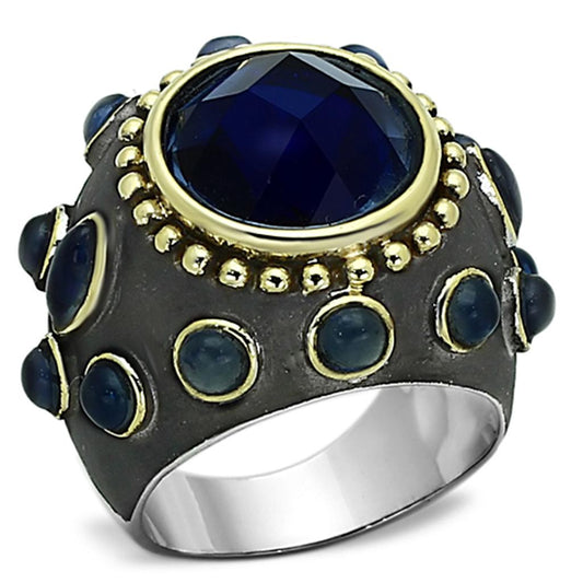 MALOA880 - Reverse Two-Tone Brass Ring with Synthetic Synthetic Glass in Montana