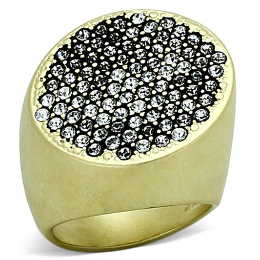 MALOA889 - Matte Gold Brass Ring with Top Grade Crystal  in Clear