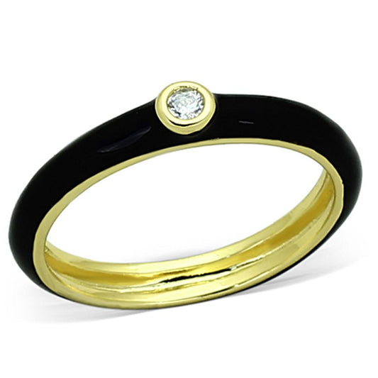 MALOA896 - Gold Brass Ring with AAA Grade CZ  in Clear