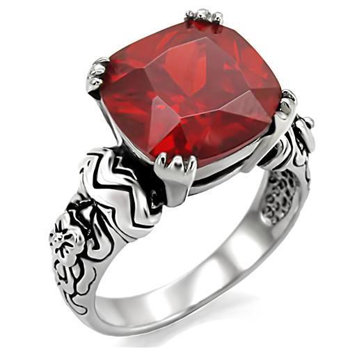 MALOA959 - High polished (no plating) Stainless Steel Ring with AAA Grade CZ  in Siam