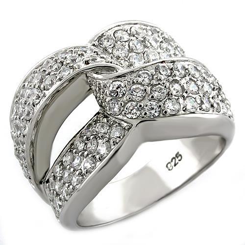 MALOAS1006 - Rhodium 925 Sterling Silver Ring with AAA Grade CZ  in Clear
