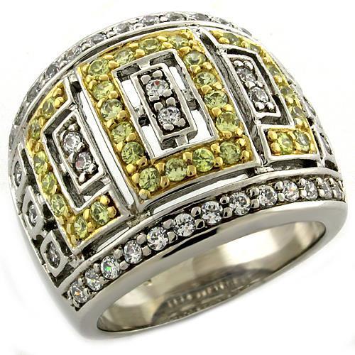 MALOAS1043 - Gold+Rhodium 925 Sterling Silver Ring with AAA Grade CZ  in Clear
