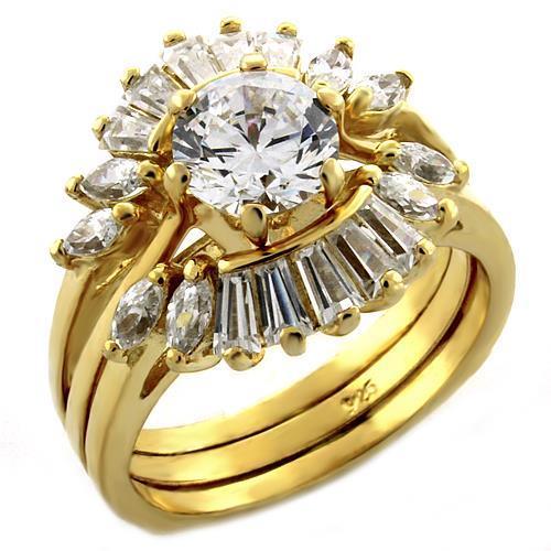 MALOAS1056 - Gold 925 Sterling Silver Ring with AAA Grade CZ  in Clear