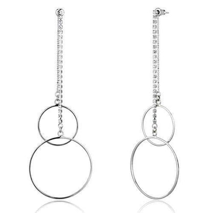 MALOAS1067 - High-Polished 925 Sterling Silver Earrings with Top Grade Crystal  in Clear