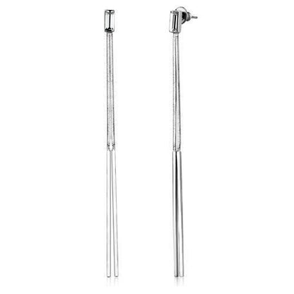 MALOAS1069 - High-Polished White Metal Earrings with No Stone