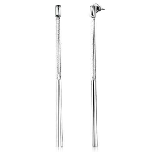 MALOAS1069 - High-Polished White Metal Earrings with No Stone