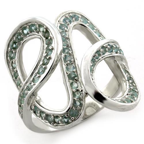 MALOAS1081 - High-Polished 925 Sterling Silver Ring with Synthetic Synthetic Glass in Sea Blue
