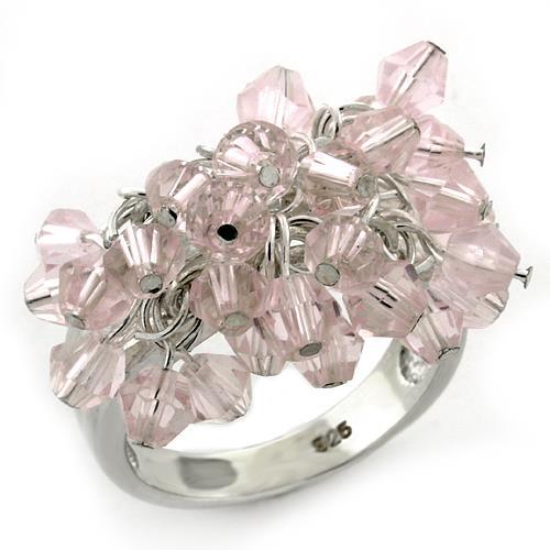 MALOAS1141 - High-Polished 925 Sterling Silver Ring with Synthetic Acrylic in Light Rose