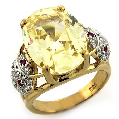 MALOAS1143 - Gold 925 Sterling Silver Ring with AAA Grade CZ  in Citrine
