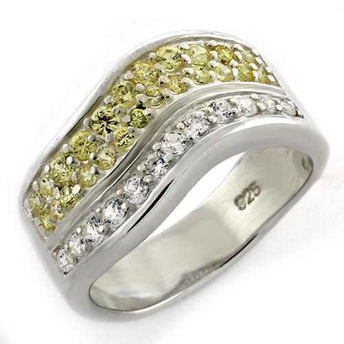 MALOAS1144 - High-Polished 925 Sterling Silver Ring with AAA Grade CZ  in Citrine