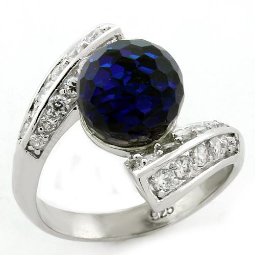 MALOAS1145 - Rhodium 925 Sterling Silver Ring with Top Grade Crystal  in Clear