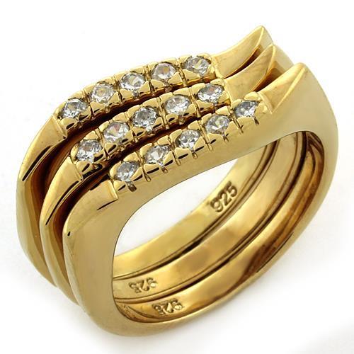 MALOAS1150 - Gold 925 Sterling Silver Ring with AAA Grade CZ  in Clear